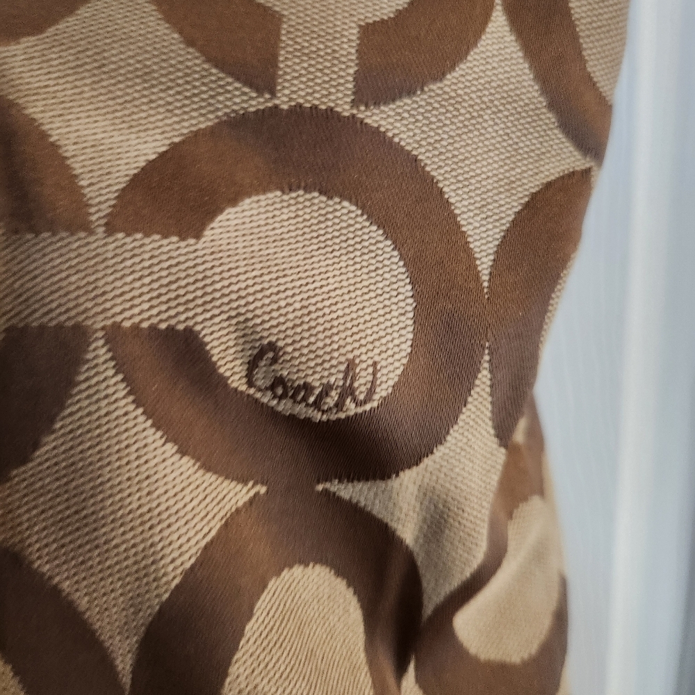 Coach Poppy Op Art Lured Glam Logo Tote Bag Gold Metallic Shimmer 2 Hang Tags - Picture 4 of 9